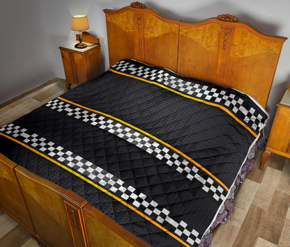 Checkered Flag Yellow Line Style Premium Quilt-JTAMIGO.COM