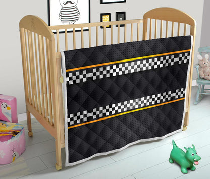 Checkered Flag Yellow Line Style Premium Quilt-JTAMIGO.COM