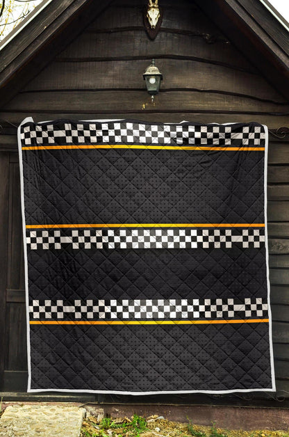 Checkered Flag Yellow Line Style Premium Quilt-JTAMIGO.COM