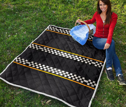 Checkered Flag Yellow Line Style Premium Quilt-JTAMIGO.COM