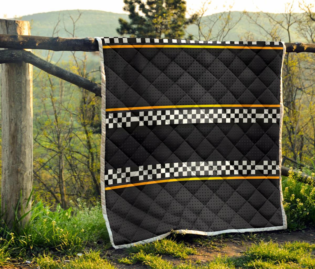 Checkered Flag Yellow Line Style Premium Quilt-JTAMIGO.COM