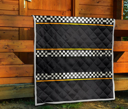 Checkered Flag Yellow Line Style Premium Quilt-JTAMIGO.COM