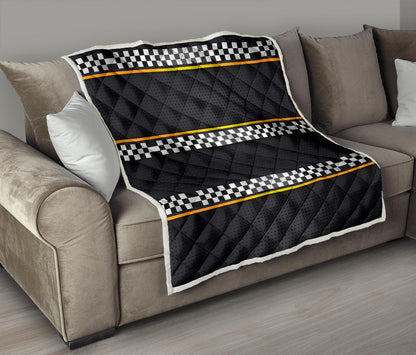 Checkered Flag Yellow Line Style Premium Quilt-JTAMIGO.COM