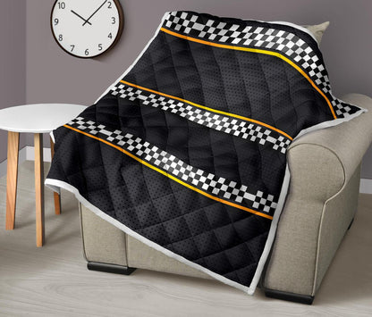 Checkered Flag Yellow Line Style Premium Quilt-JTAMIGO.COM