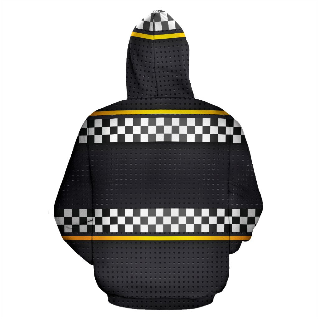 Checkered Flag Yellow Line Style Pullover Hoodie