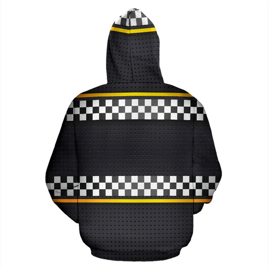 Checkered Flag Yellow Line Style Pullover Hoodie