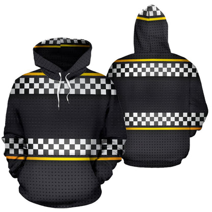 Checkered Flag Yellow Line Style Pullover Hoodie