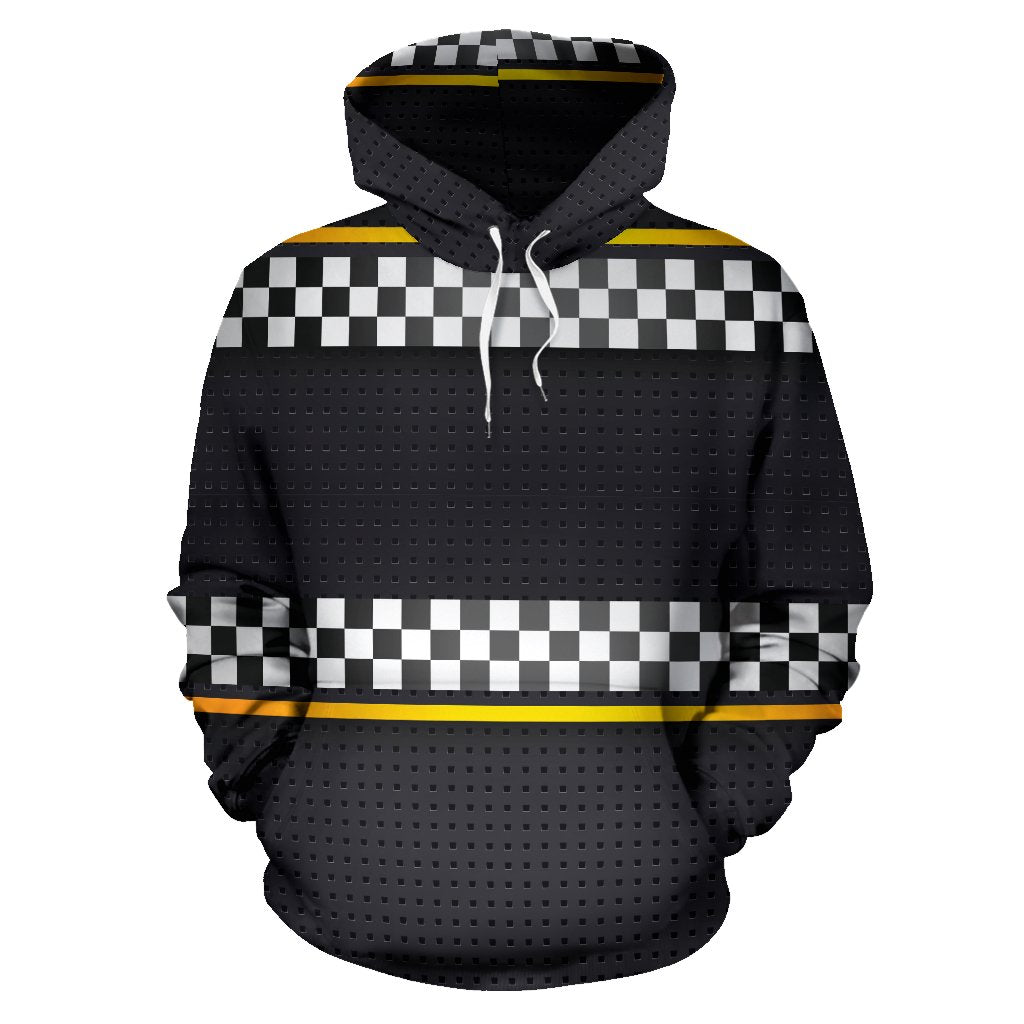 Checkered Flag Yellow Line Style Pullover Hoodie