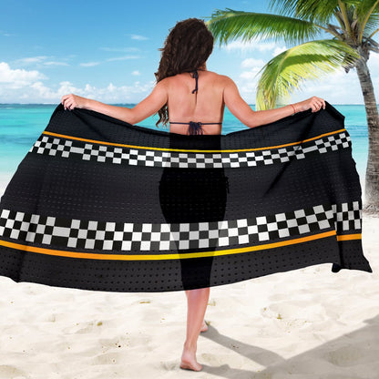 Checkered Flag Yellow Line Style Sarong Pareo Wrap