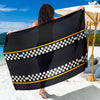 Checkered Flag Yellow Line Style Sarong Pareo Wrap