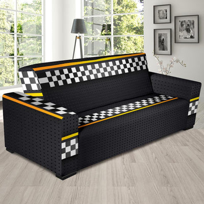 Checkered Flag Yellow Line Style Sofa Slipcover-JTAMIGO.COM