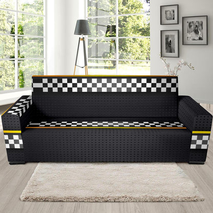 Checkered Flag Yellow Line Style Sofa Slipcover-JTAMIGO.COM