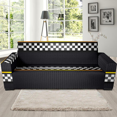 Checkered Flag Yellow Line Style Sofa Slipcover-JTAMIGO.COM