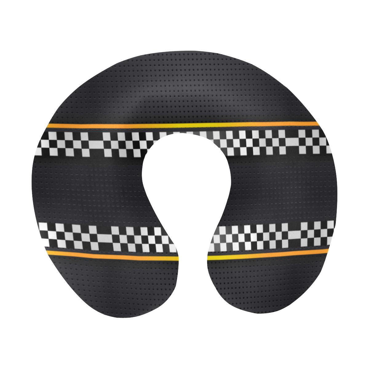 Checkered Flag Yellow Line Style U-Shaped Travel Neck Pillow-JTAMIGO.COM