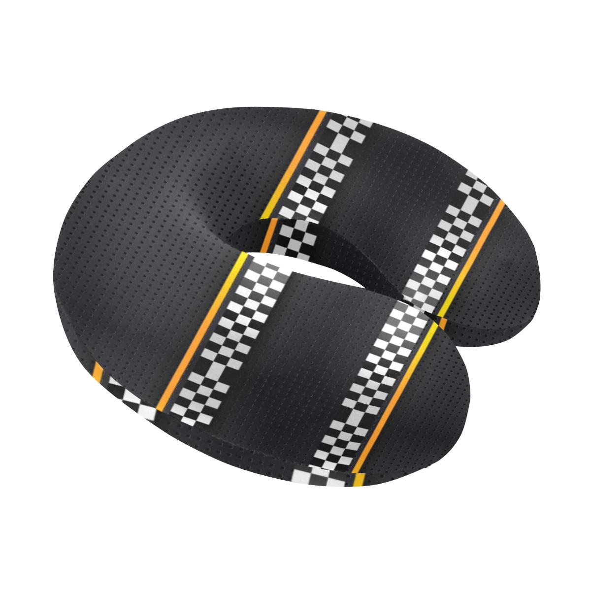 Checkered Flag Yellow Line Style U-Shaped Travel Neck Pillow-JTAMIGO.COM