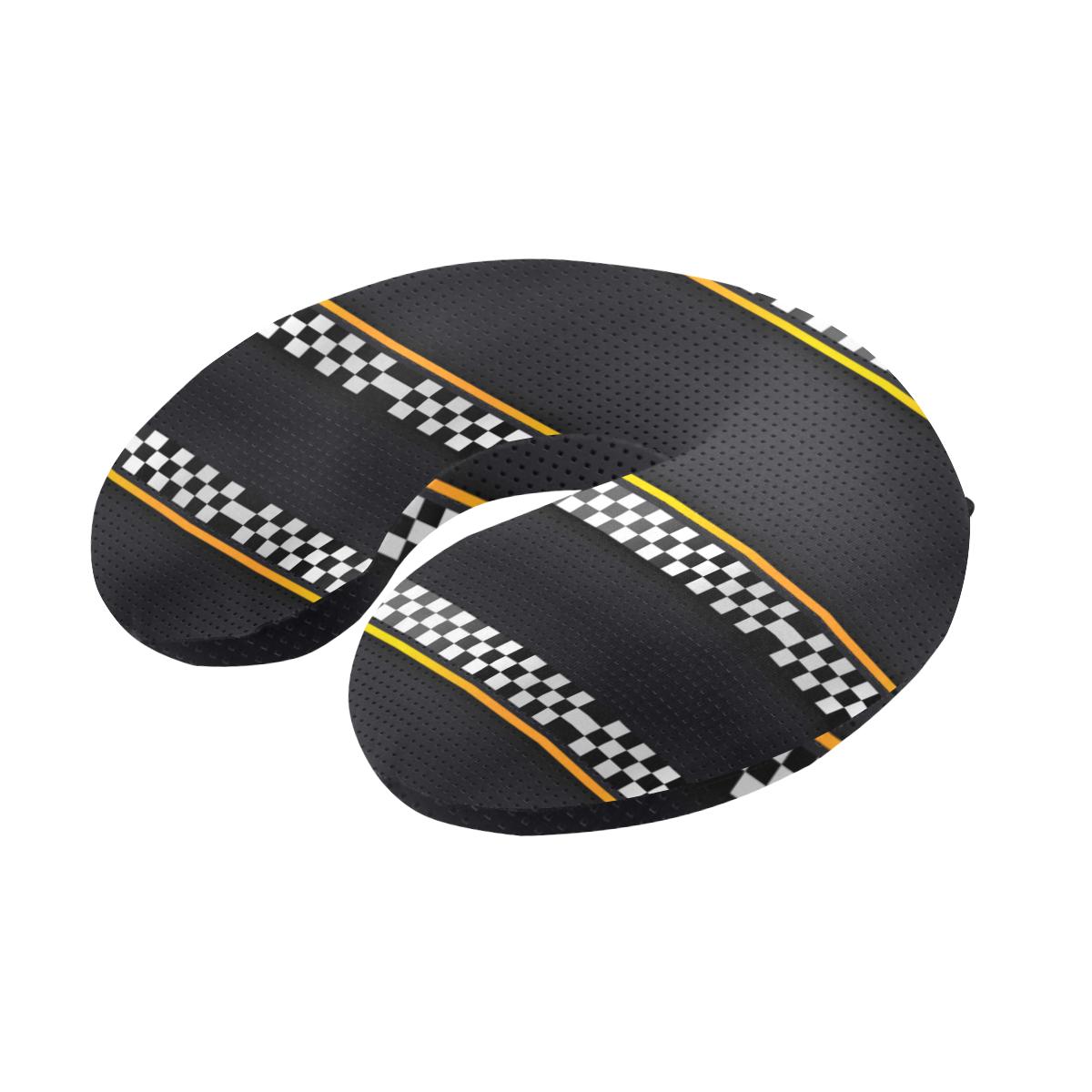 Checkered Flag Yellow Line Style U-Shaped Travel Neck Pillow-JTAMIGO.COM