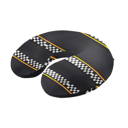 Checkered Flag Yellow Line Style U-Shaped Travel Neck Pillow-JTAMIGO.COM