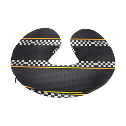 Checkered Flag Yellow Line Style U-Shaped Travel Neck Pillow-JTAMIGO.COM