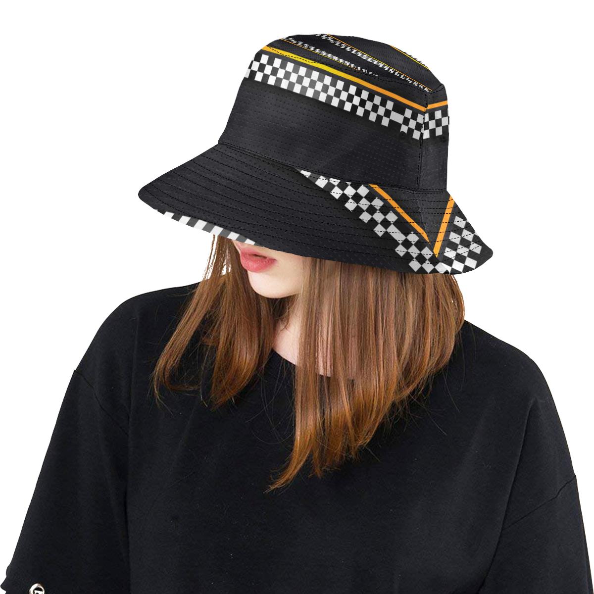 Checkered Flag Yellow Line Style Unisex Bucket Hat