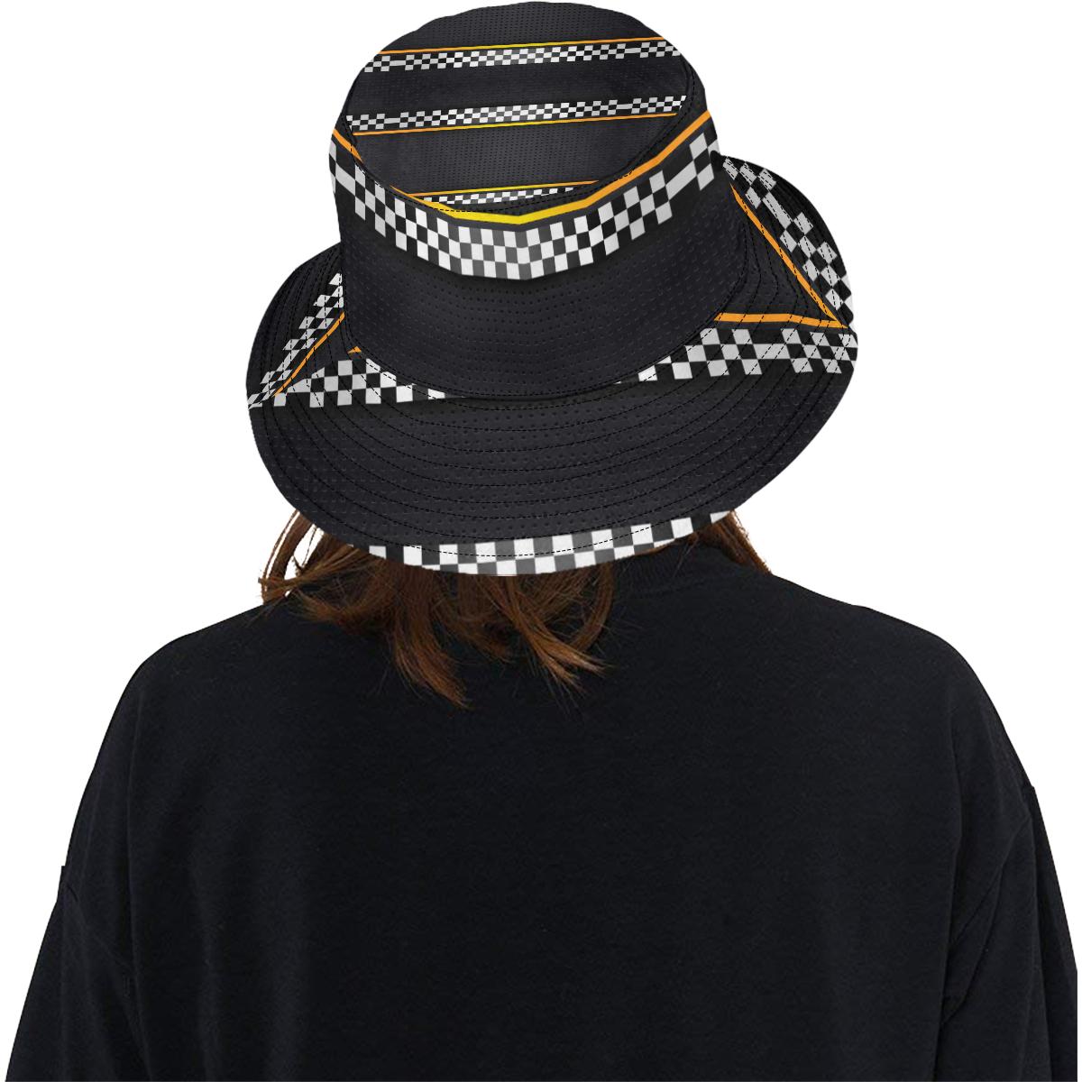 Checkered Flag Yellow Line Style Unisex Bucket Hat
