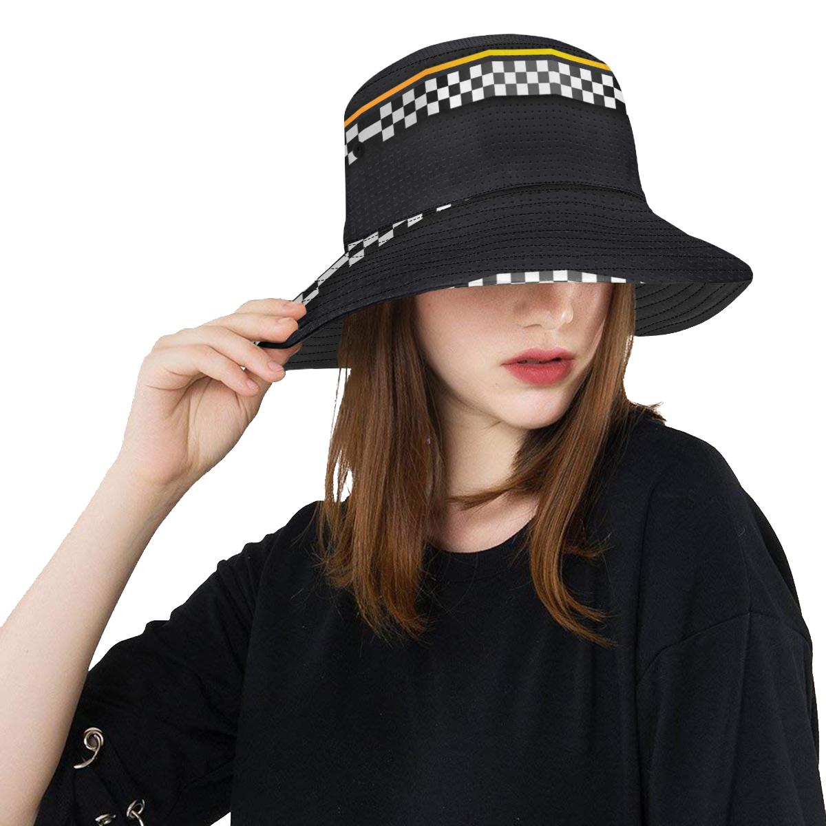Checkered Flag Yellow Line Style Unisex Bucket Hat