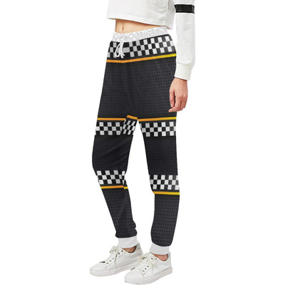 Checkered Flag Yellow Line Style Unisex Casual Sweatpants (Model L11)-JTAMIGO.COM