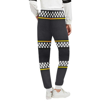 Checkered Flag Yellow Line Style Unisex Casual Sweatpants (Model L11)-JTAMIGO.COM