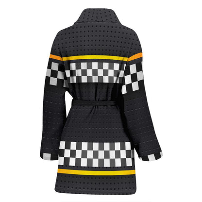 Checkered Flag Yellow Line Style Women Bath Robe-JTAMIGO.COM