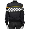 Checkered Flag Yellow Line Style Women Casual Bomber Jacket