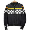 Checkered Flag Yellow Line Style Women Casual Bomber Jacket