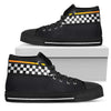 Checkered Flag Yellow Line Style Women High Top Shoes