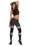 Checkered Flag Yellow Line Style Women Leggings