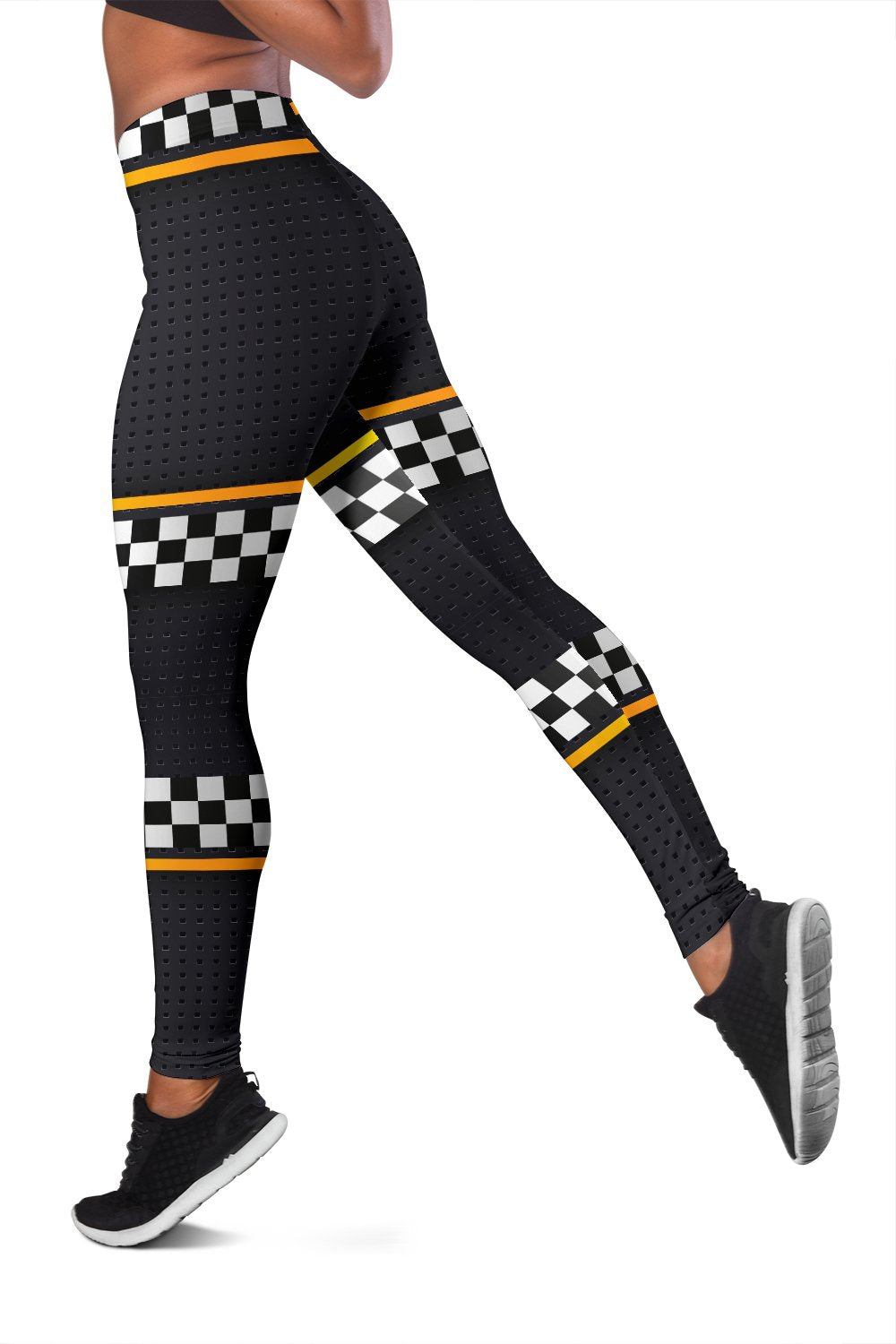 Checkered Flag Yellow Line Style Women Leggings