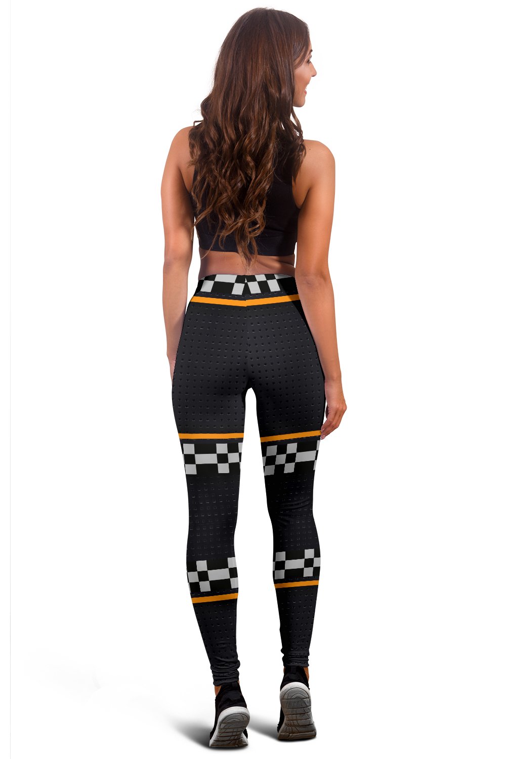 Checkered Flag Yellow Line Style Women Leggings