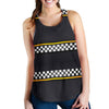 Checkered Flag Yellow Line Style Women Racerback Tank Top