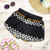 Checkered Flag Yellow Line Style Women Shorts-JTAMIGO.COM