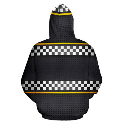 Checkered Flag Yellow Line Style Zip Up Hoodie