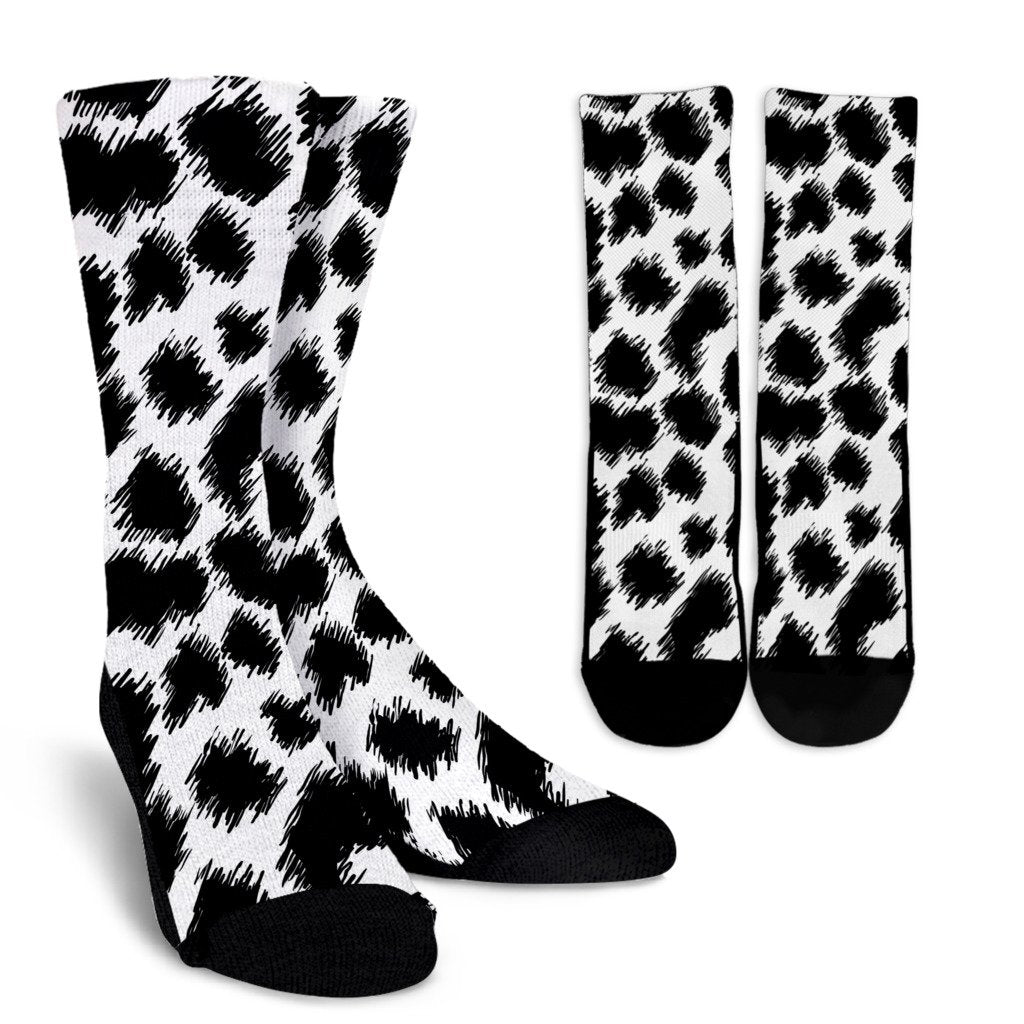 Cheetah Black Print Pattern Crew Socks