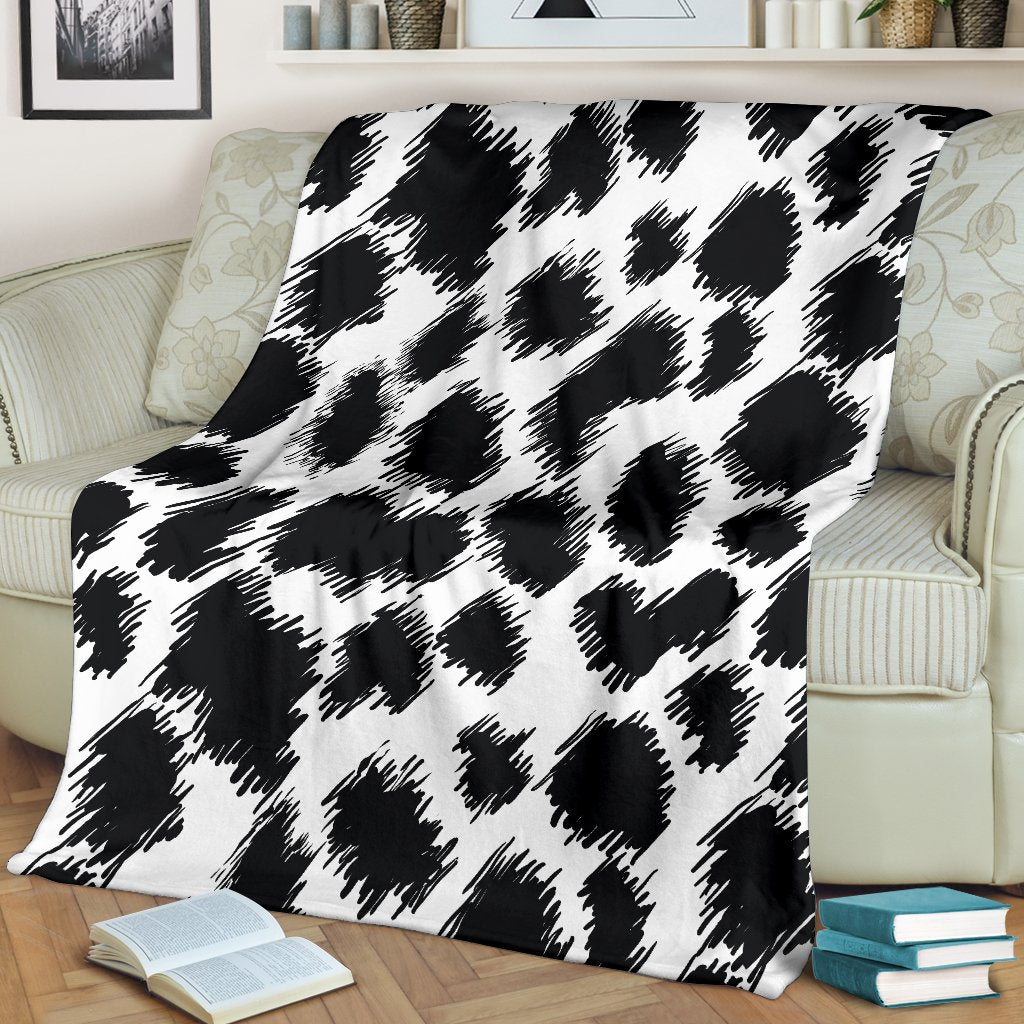 Cheetah Black Print Pattern Fleece Blanket