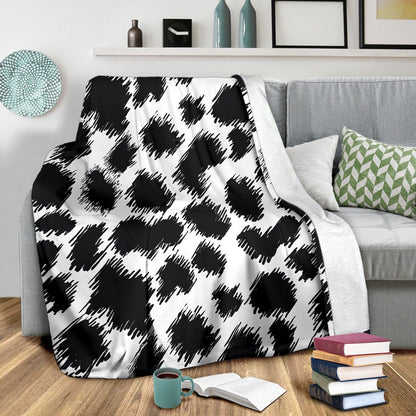 Cheetah Black Print Pattern Fleece Blanket