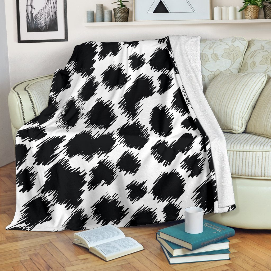Cheetah Black Print Pattern Fleece Blanket