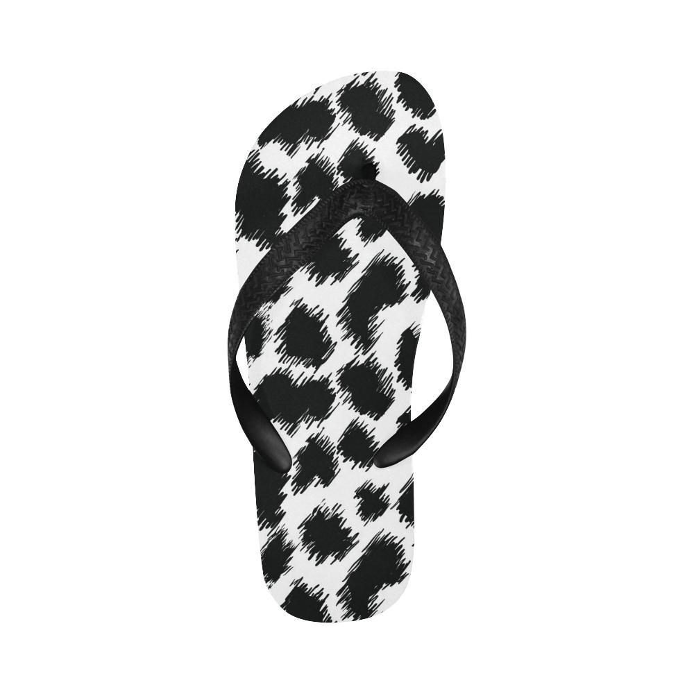 Cheetah Black Print Pattern Flip Flops-JTAMIGO.COM