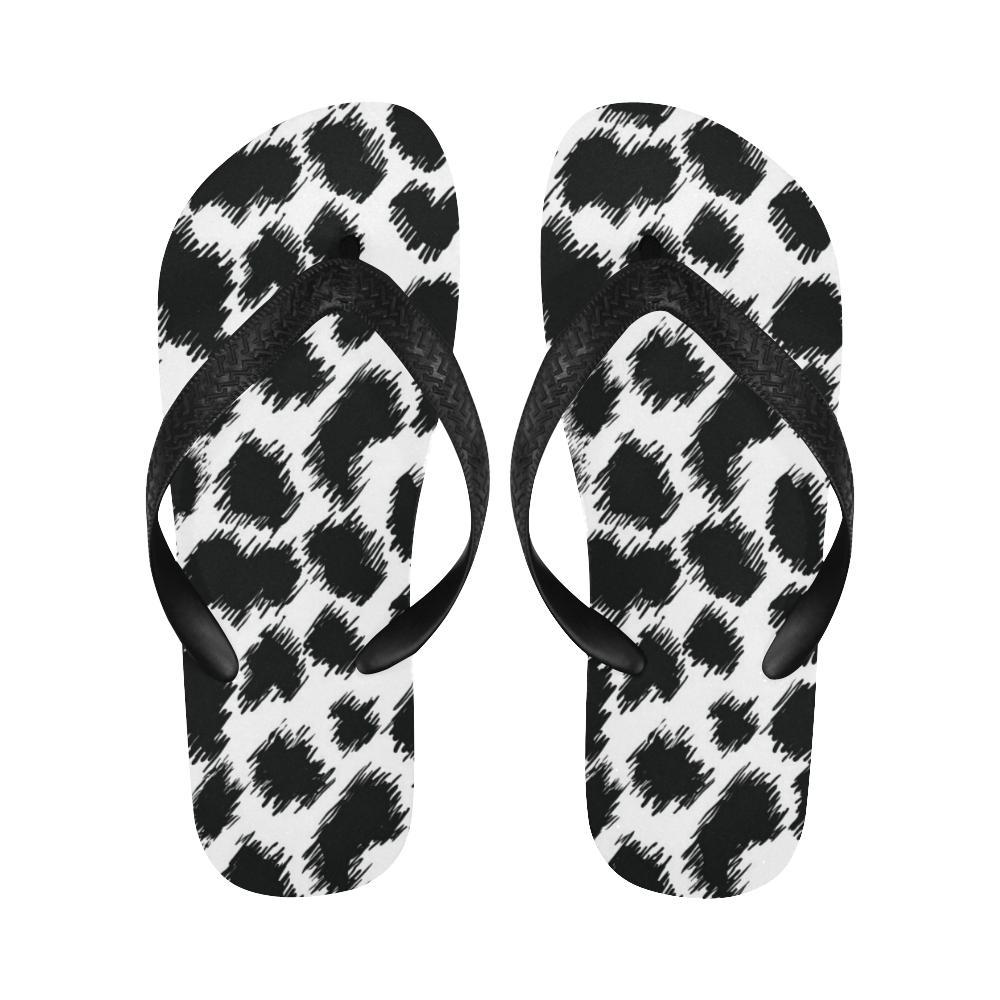 Cheetah Black Print Pattern Flip Flops-JTAMIGO.COM