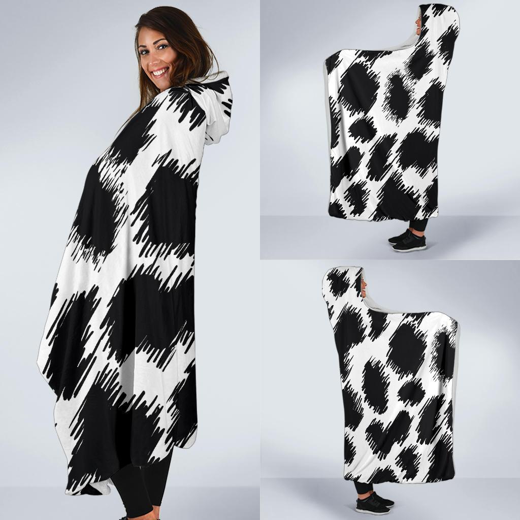 Cheetah Black Print Pattern Hooded Blanket-JTAMIGO.COM