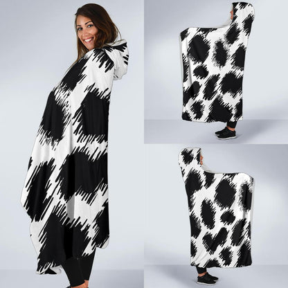Cheetah Black Print Pattern Hooded Blanket-JTAMIGO.COM