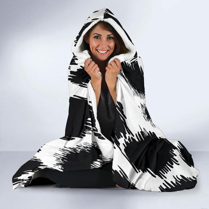 Cheetah Black Print Pattern Hooded Blanket-JTAMIGO.COM