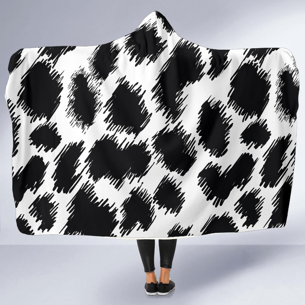 Cheetah Black Print Pattern Hooded Blanket-JTAMIGO.COM