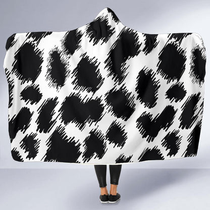Cheetah Black Print Pattern Hooded Blanket-JTAMIGO.COM