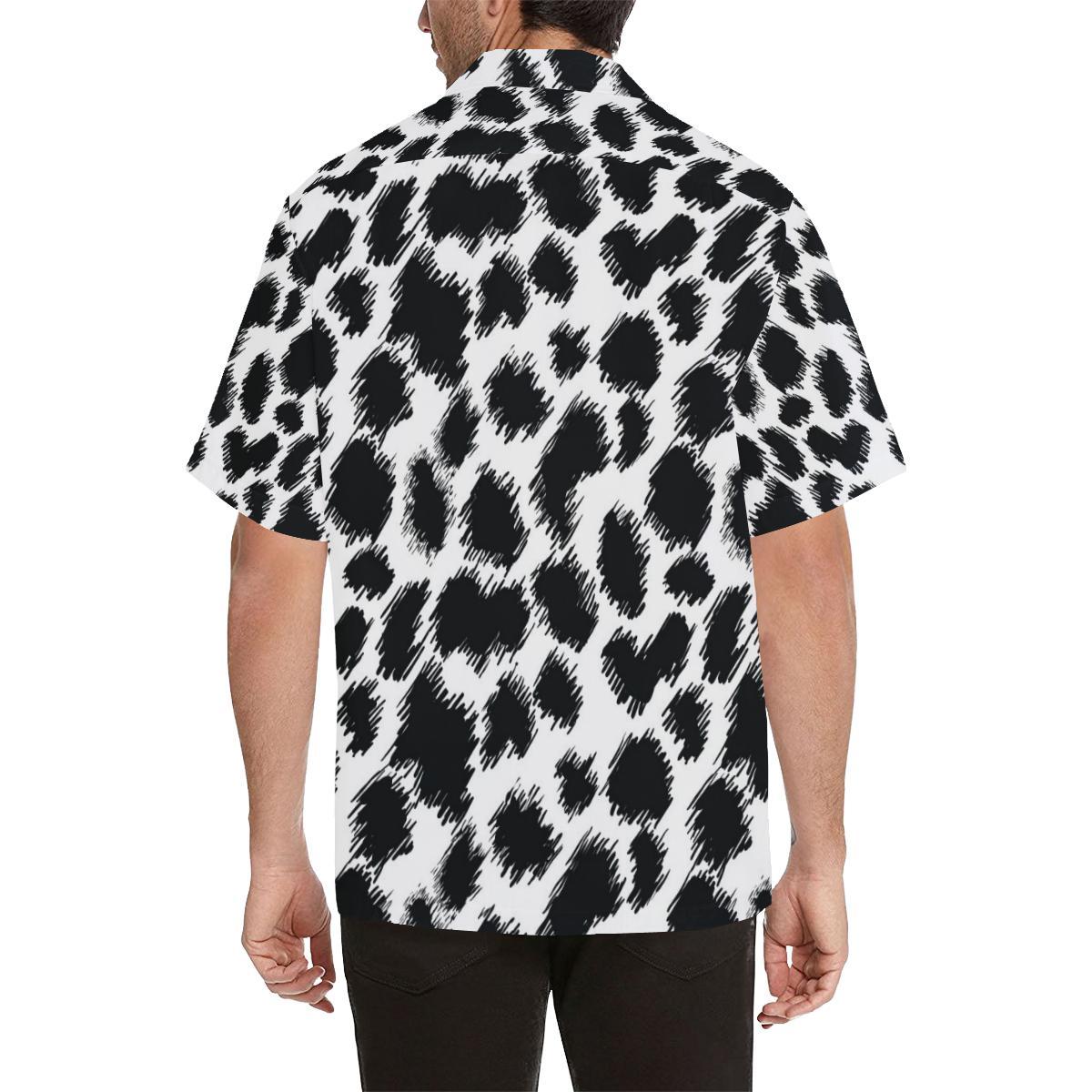 Cheetah Black Print Pattern Men Aloha Hawaiian Shirt
