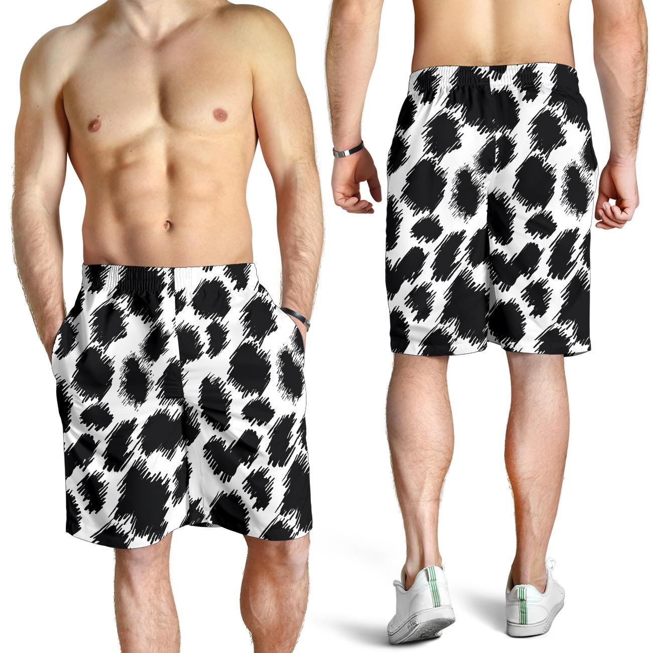 Cheetah Black Print Pattern Mens Shorts-JTAMIGO.COM